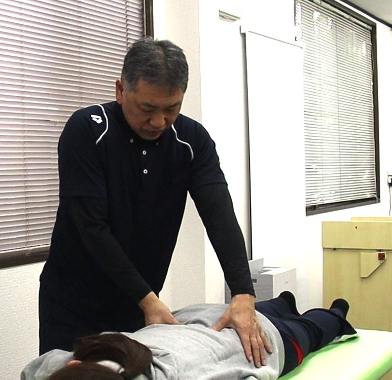 腰のコンディショニングの様子
